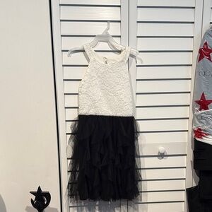 Macy's White and Black Kids Formal Dress